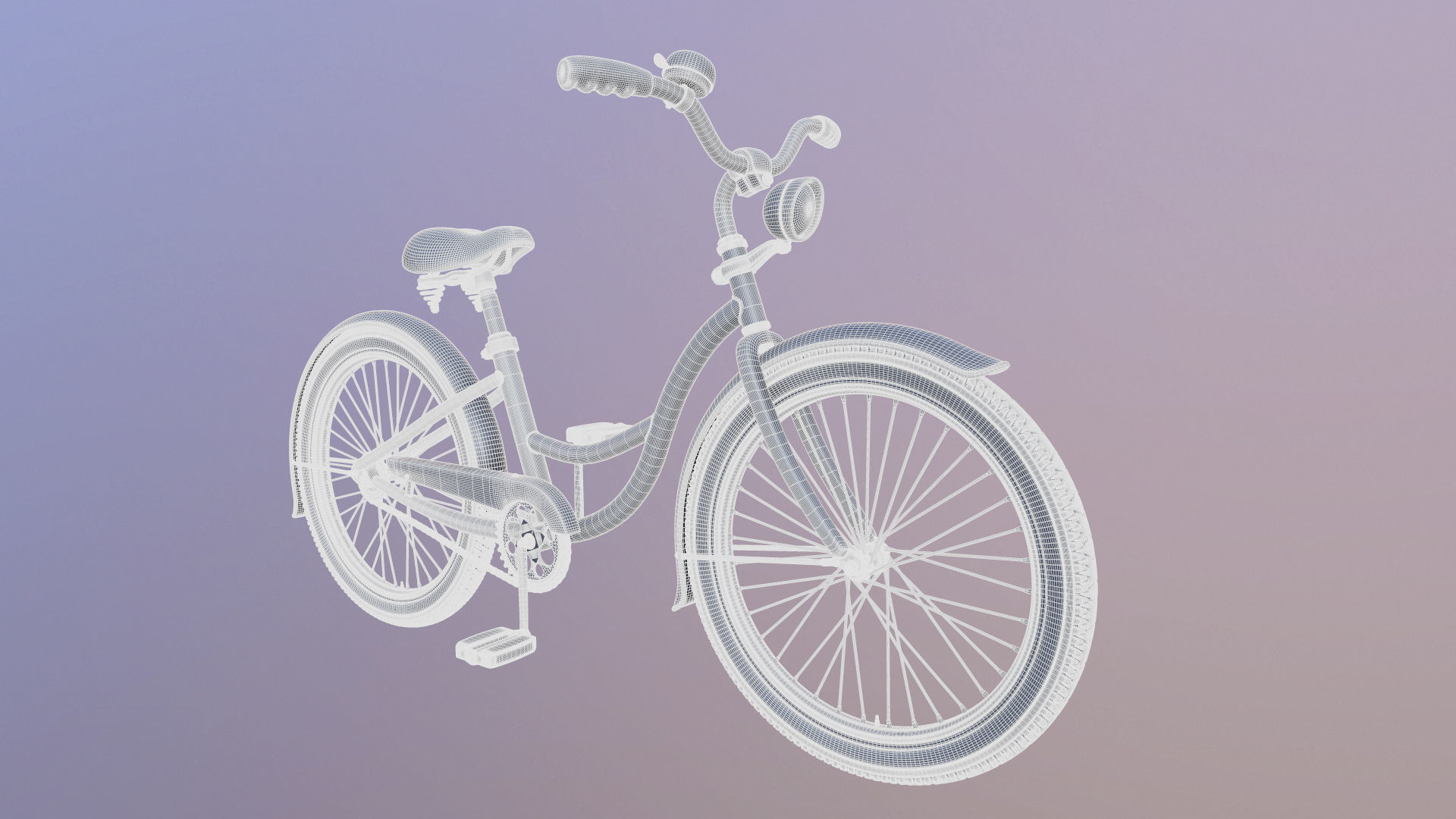 Bicycle Beach Cruiser  Vintage Ladies Bike 3D model_24