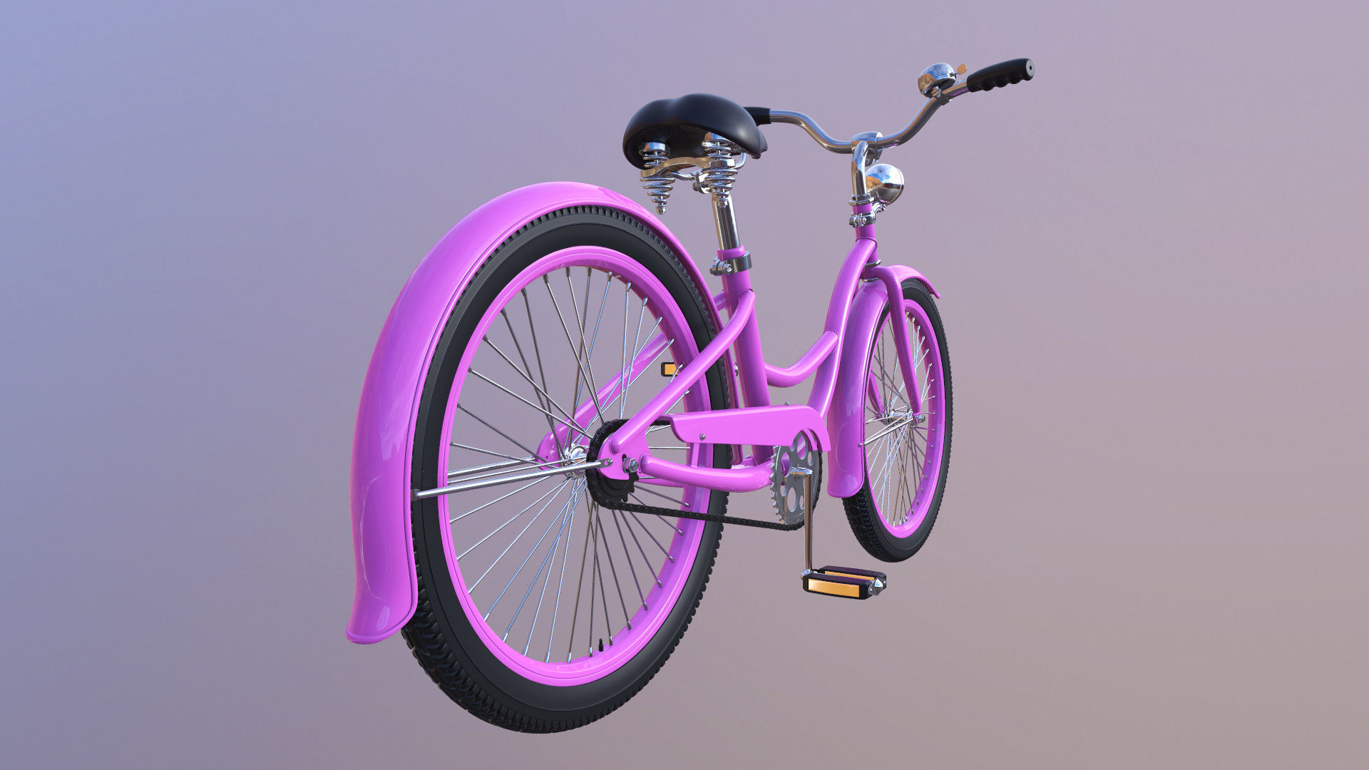 Bicycle Beach Cruiser  Vintage Ladies Bike 3D model_5