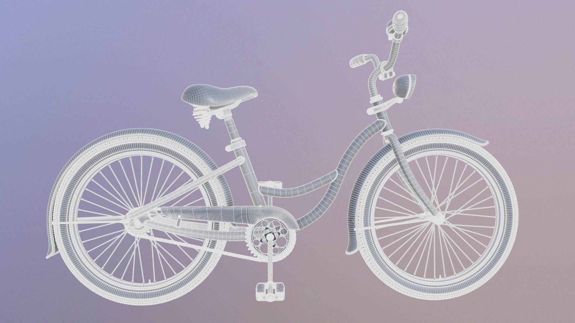 Bicycle Beach Cruiser  Vintage Ladies Bike 3D model_22