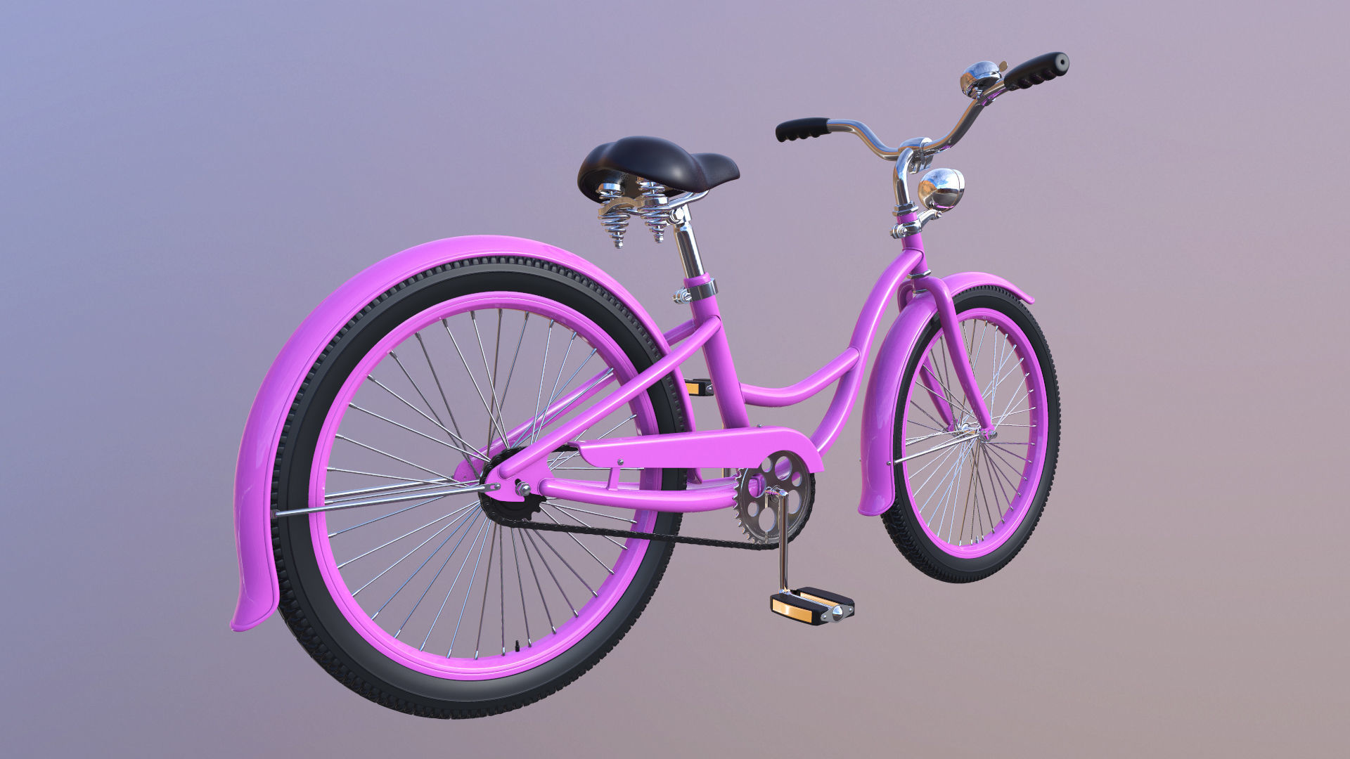 Bicycle Beach Cruiser  Vintage Ladies Bike 3D model_7