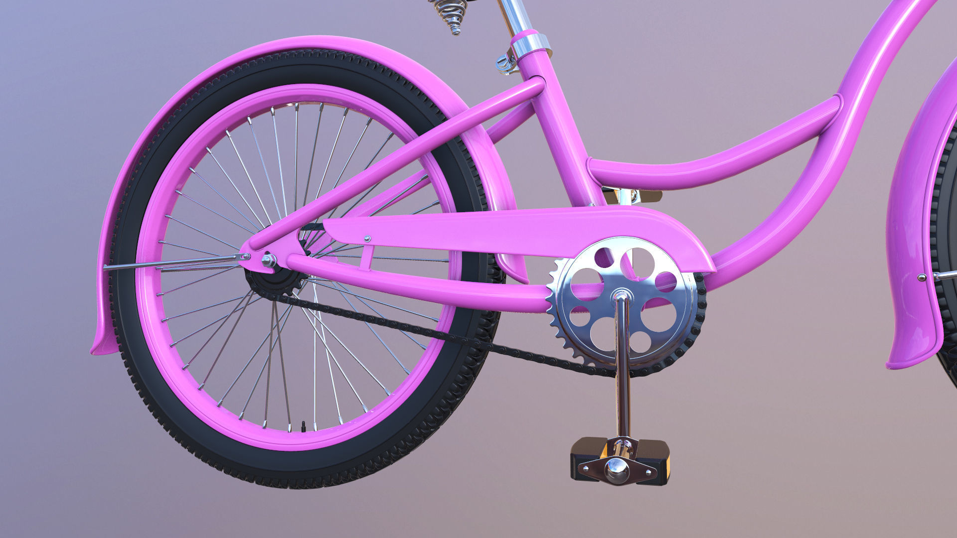 Bicycle Beach Cruiser  Vintage Ladies Bike 3D model_11