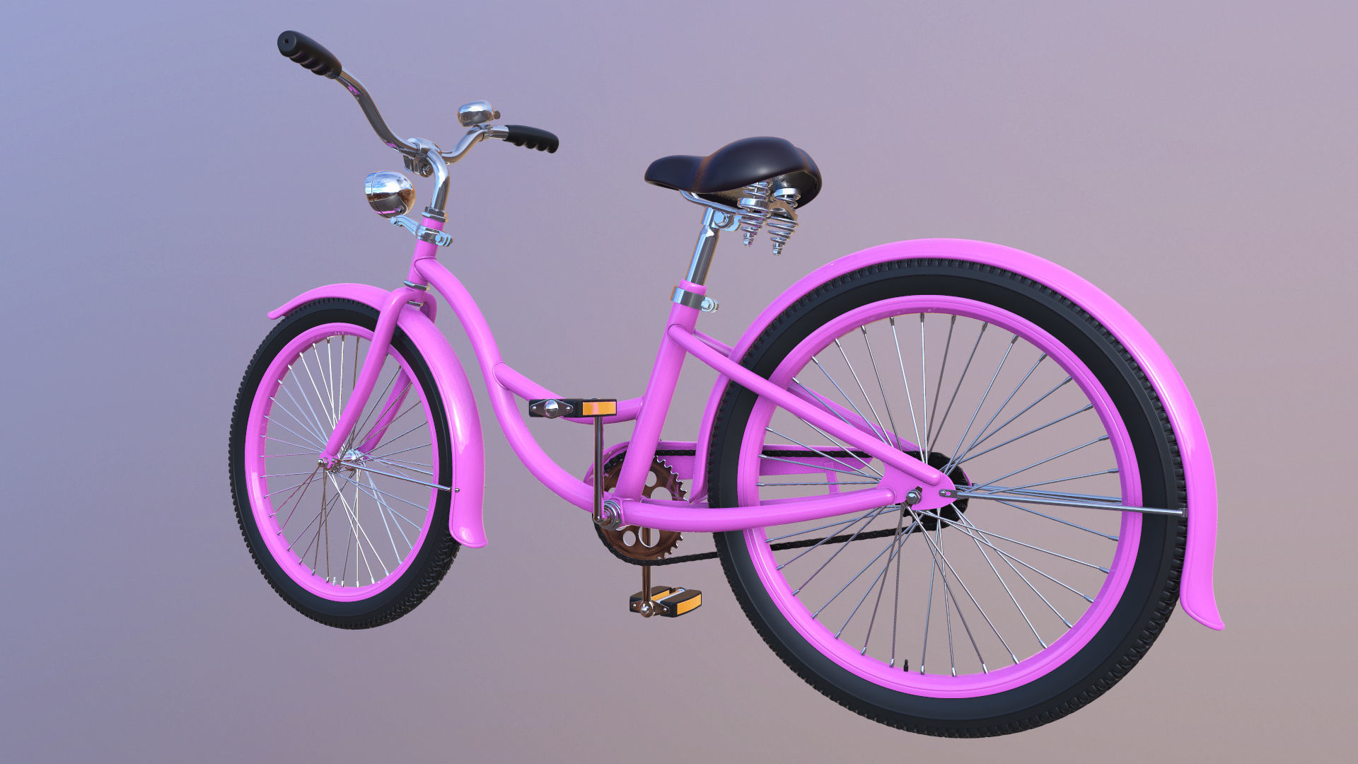 Bicycle Beach Cruiser  Vintage Ladies Bike 3D model_6