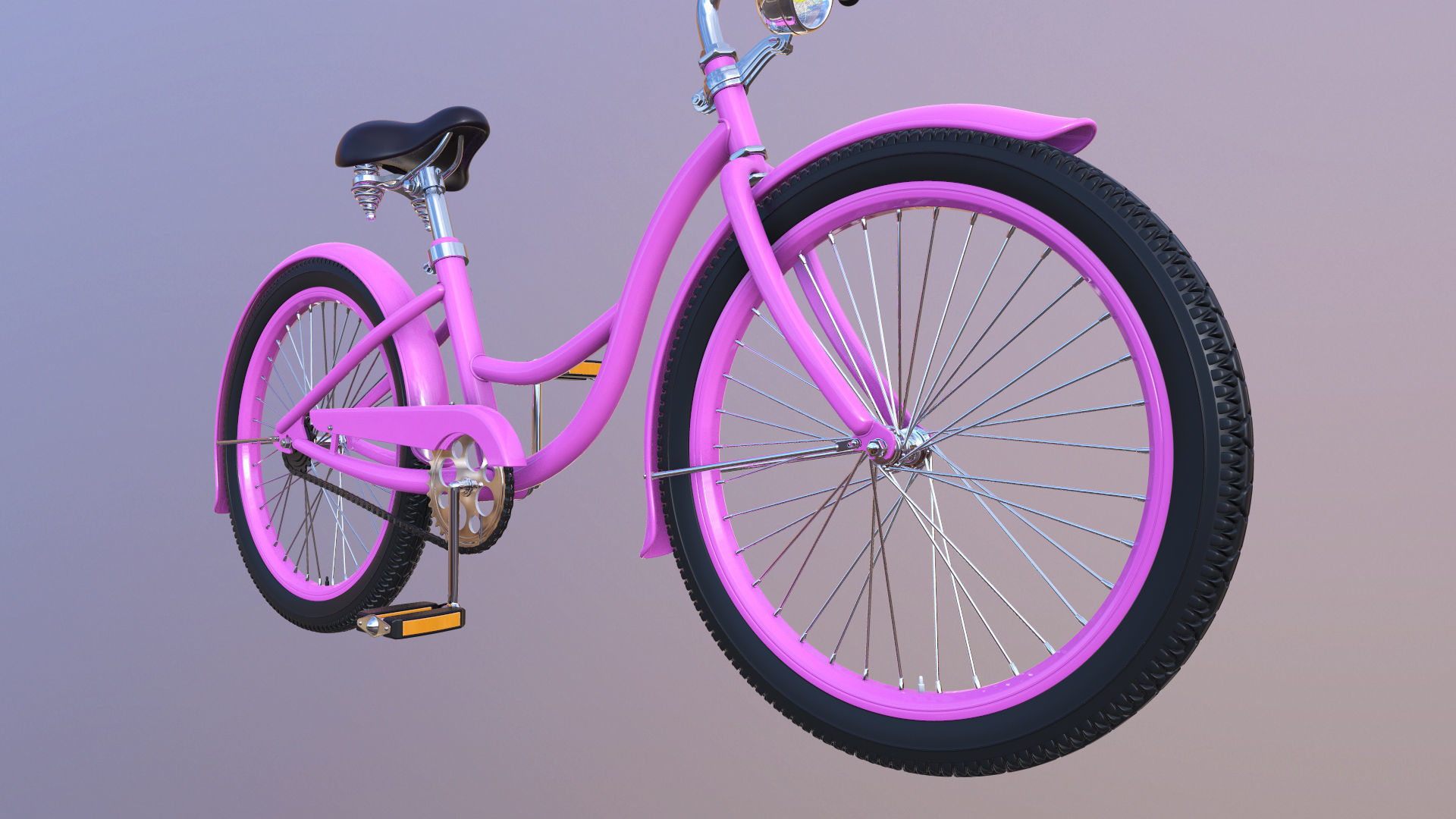 Bicycle Beach Cruiser  Vintage Ladies Bike 3D model_9