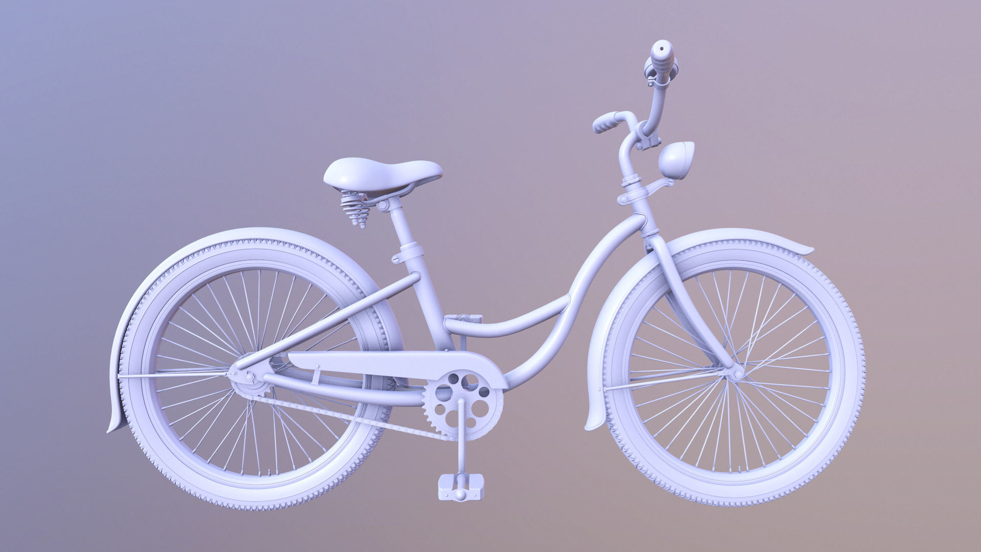 Bicycle Beach Cruiser  Vintage Ladies Bike 3D model_17