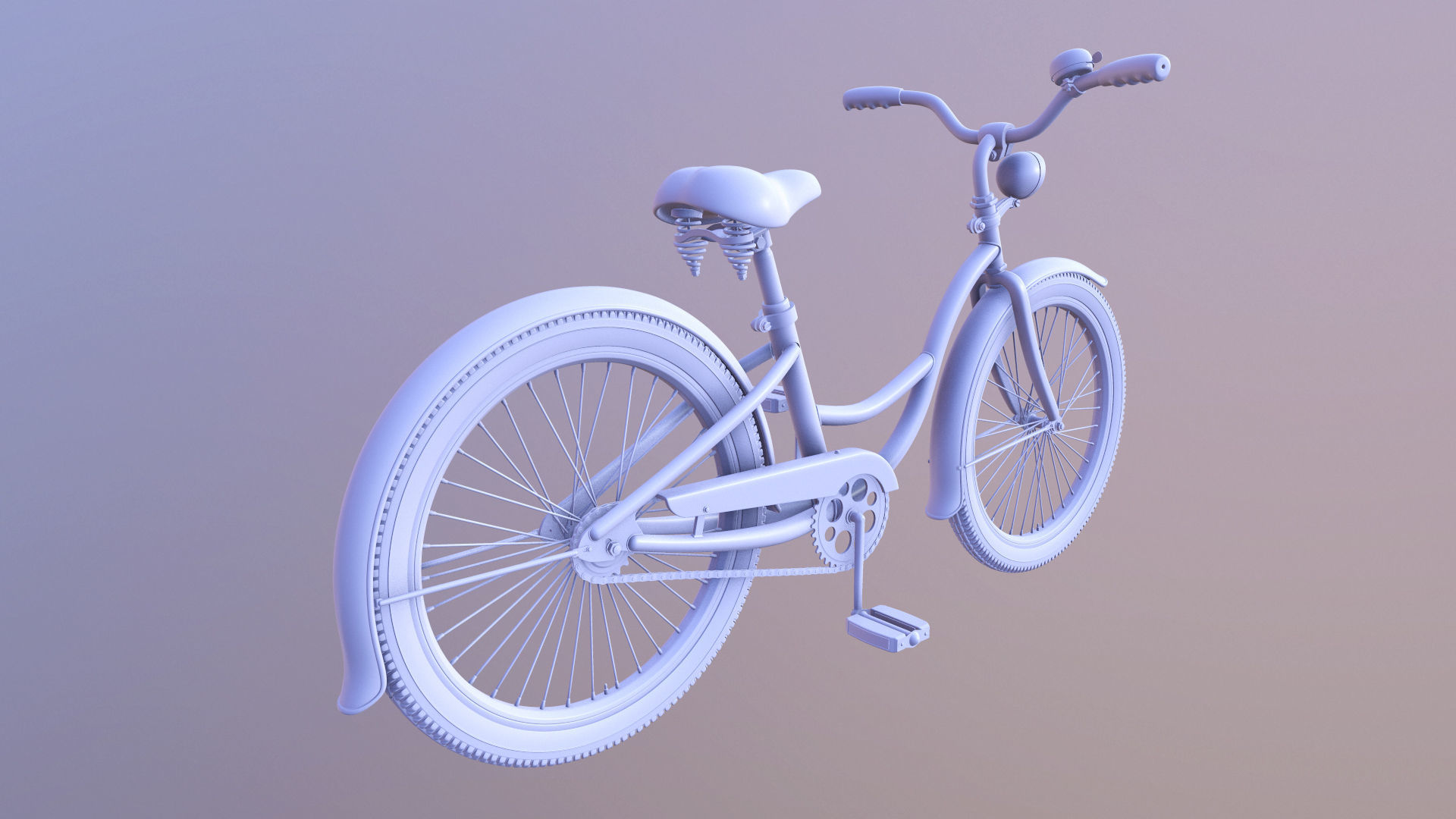 Bicycle Beach Cruiser  Vintage Ladies Bike 3D model_18