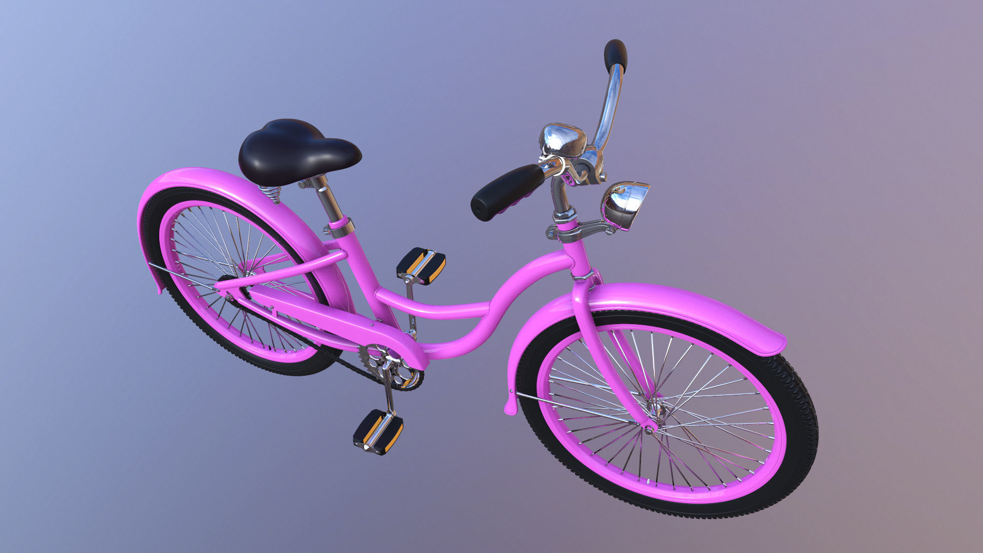 Bicycle Beach Cruiser  Vintage Ladies Bike 3D model_8