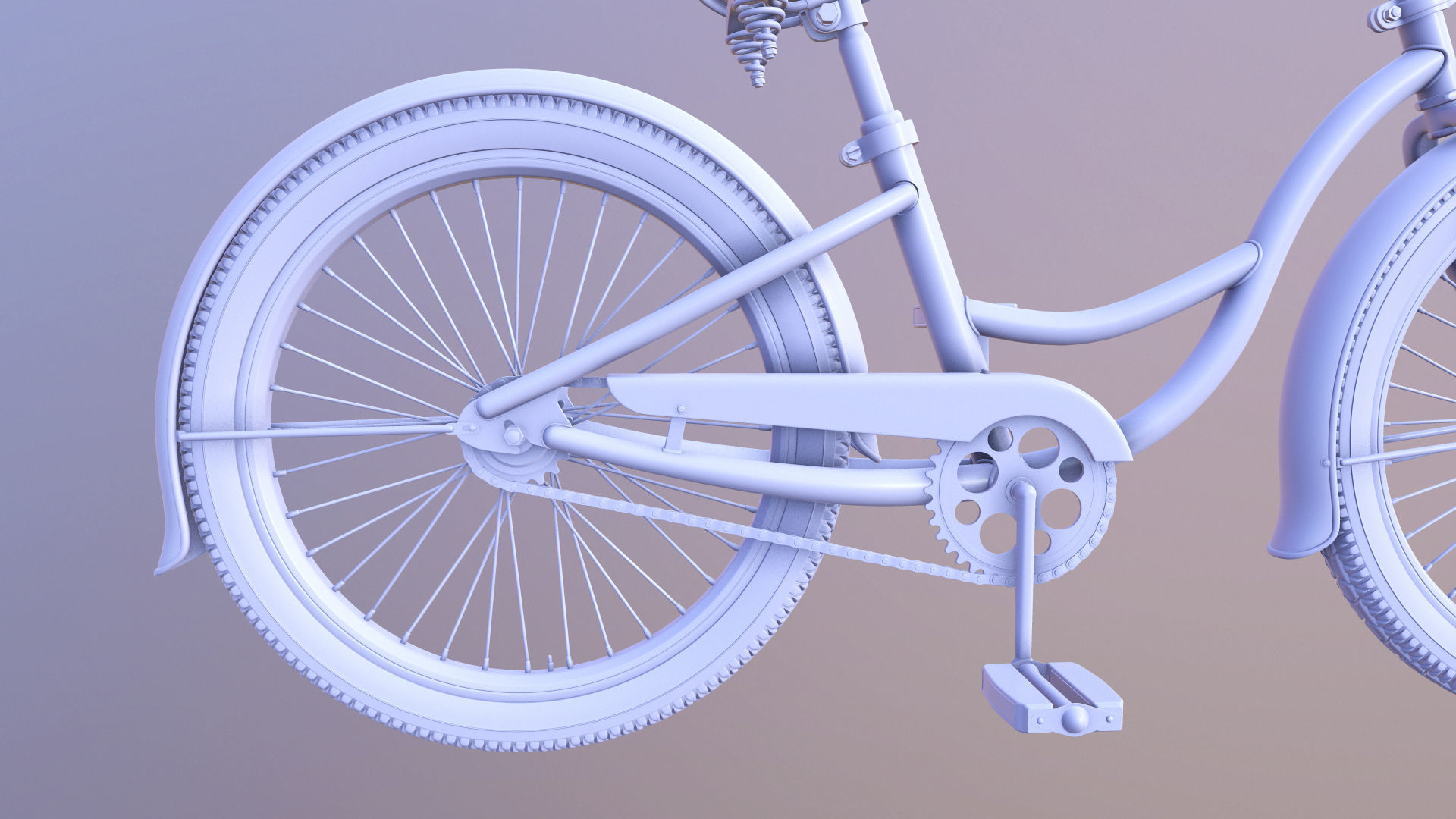 Bicycle Beach Cruiser  Vintage Ladies Bike 3D model_20