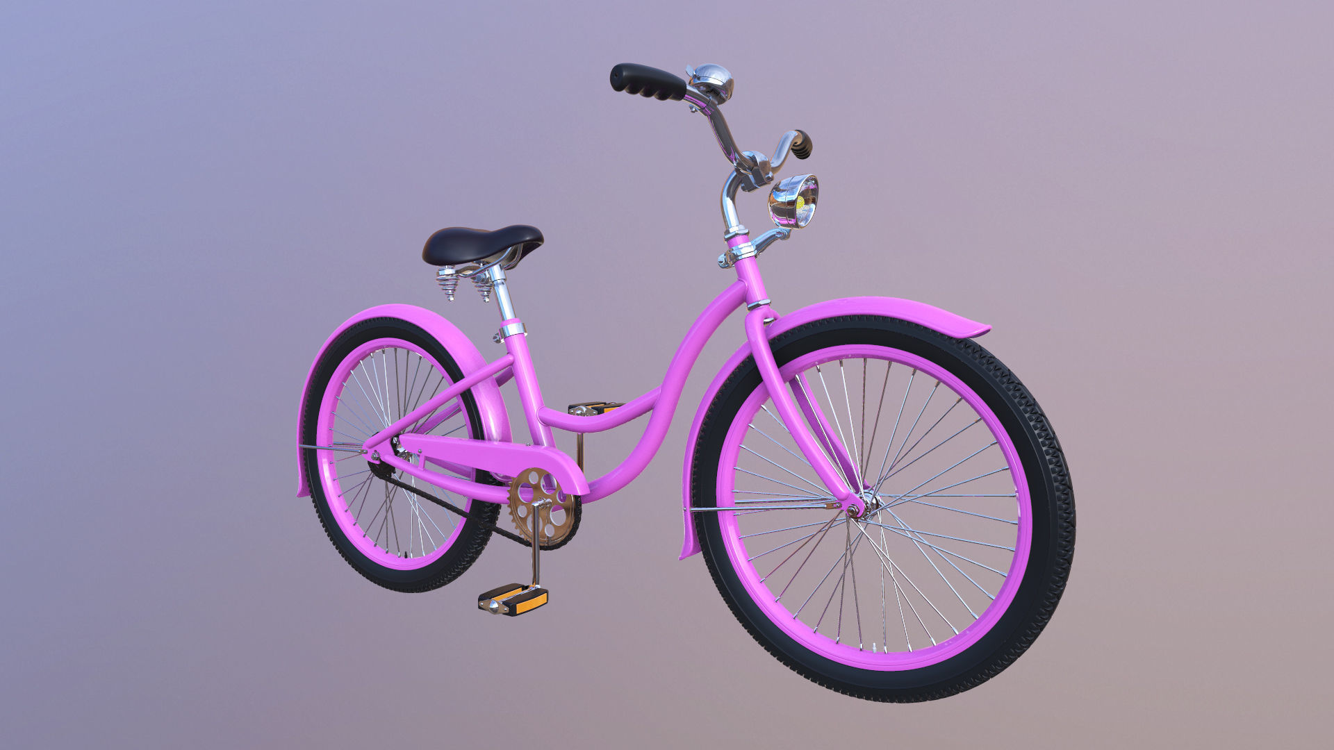 Bicycle Beach Cruiser  Vintage Ladies Bike 3D model_2