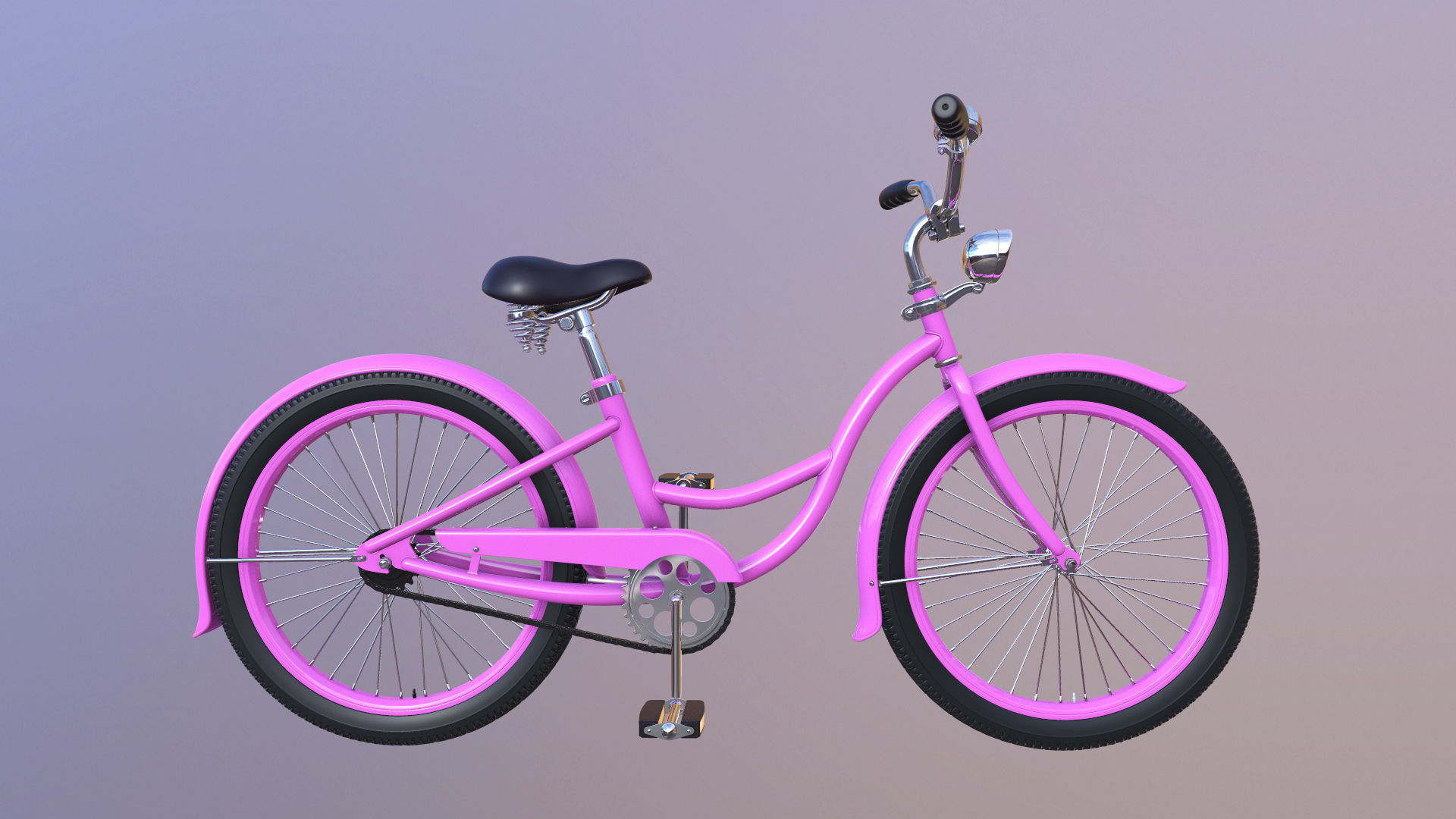 Bicycle Beach Cruiser  Vintage Ladies Bike 3D model_1