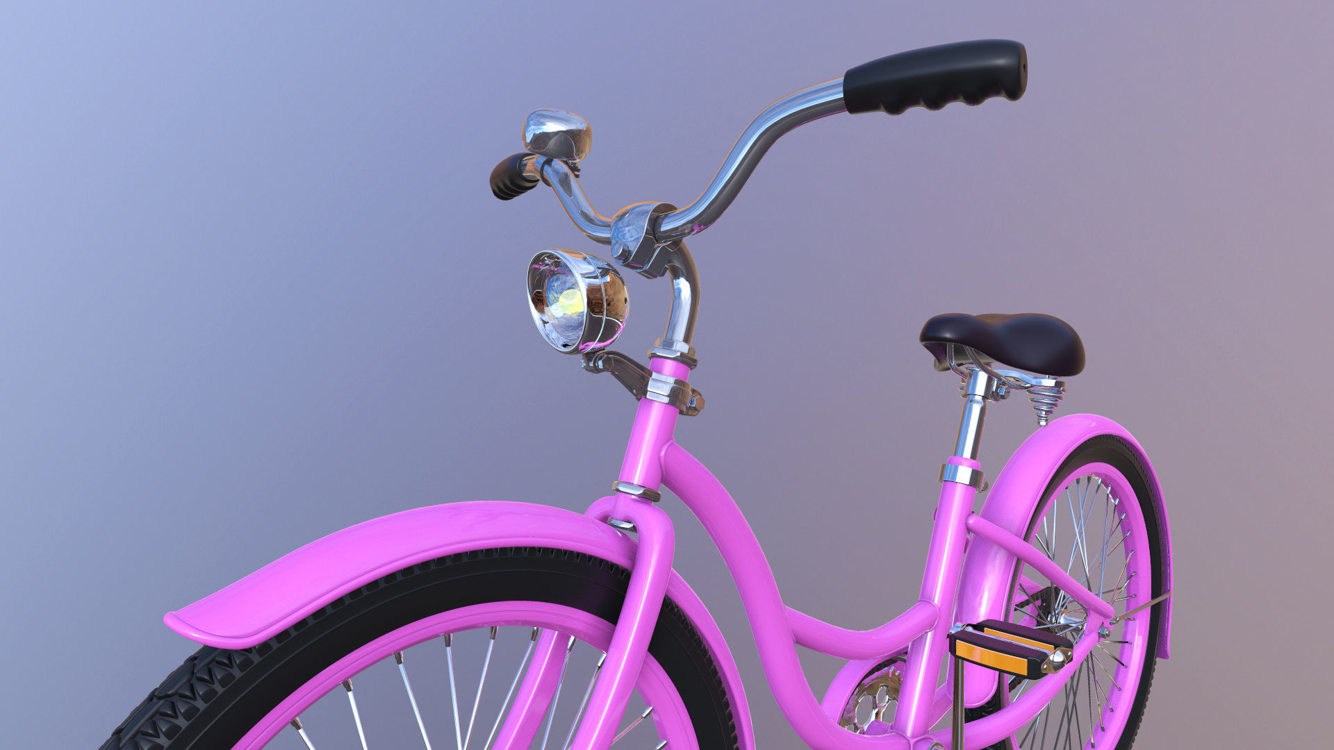 Bicycle Beach Cruiser  Vintage Ladies Bike 3D model_13
