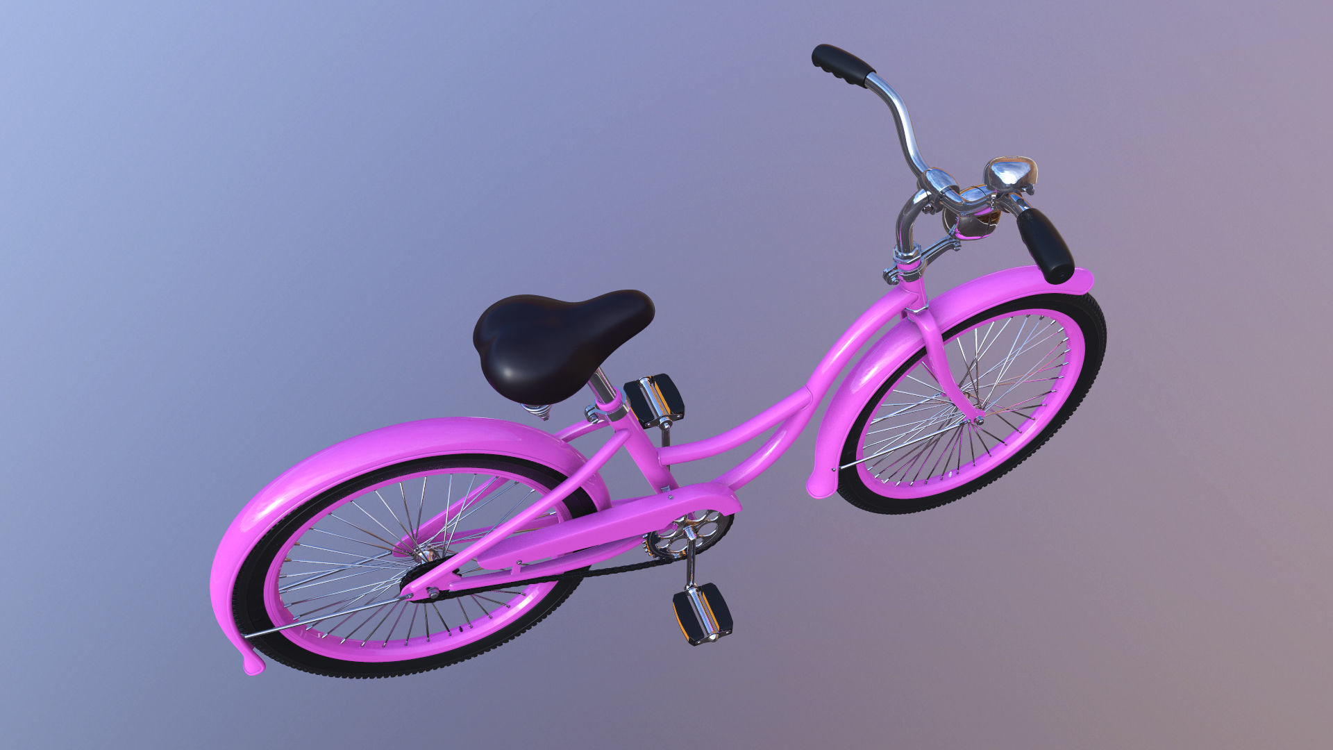 Bicycle Beach Cruiser  Vintage Ladies Bike 3D model_10