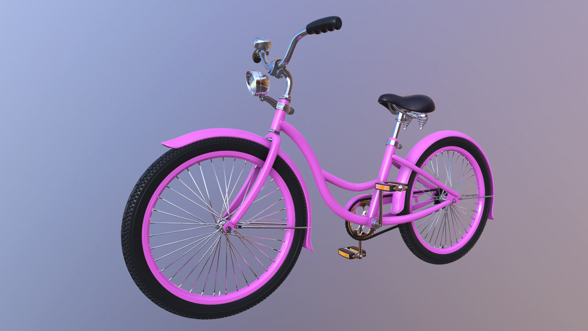 Bicycle Beach Cruiser  Vintage Ladies Bike 3D model_3