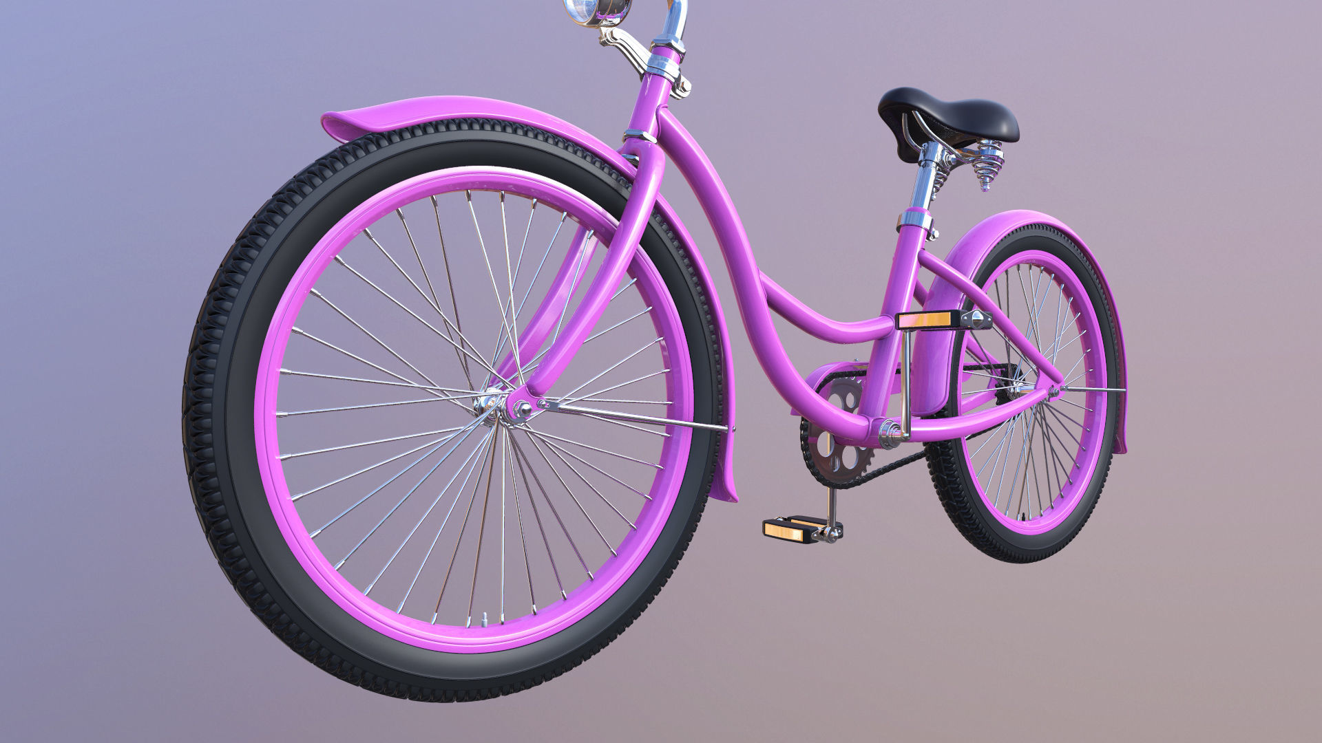 Bicycle Beach Cruiser  Vintage Ladies Bike 3D model_4