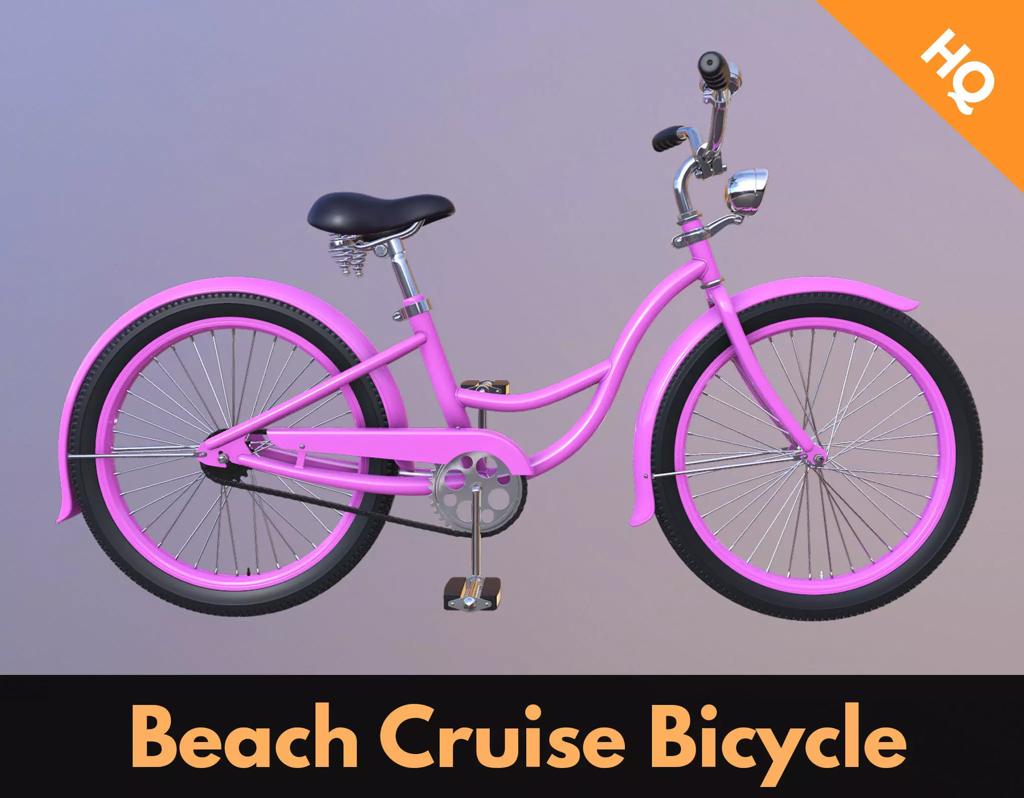 Bicycle Beach Cruiser  Vintage Ladies Bike 3D model_0
