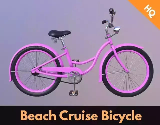 Bicycle Beach Cruiser  Vintage Ladies Bike 3D model