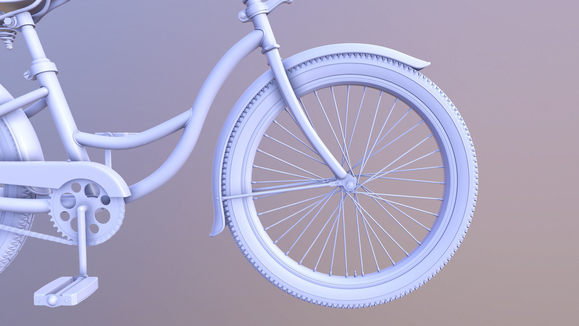 Bicycle Beach Cruiser  Vintage Ladies Bike 3D model_21
