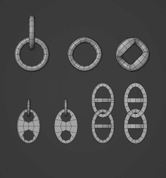 Basic chain set for modelling Low-poly 3D model_1