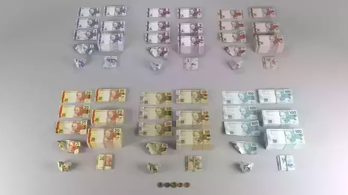 Brazilian Real BRL Currency Pack Low-poly 3D model