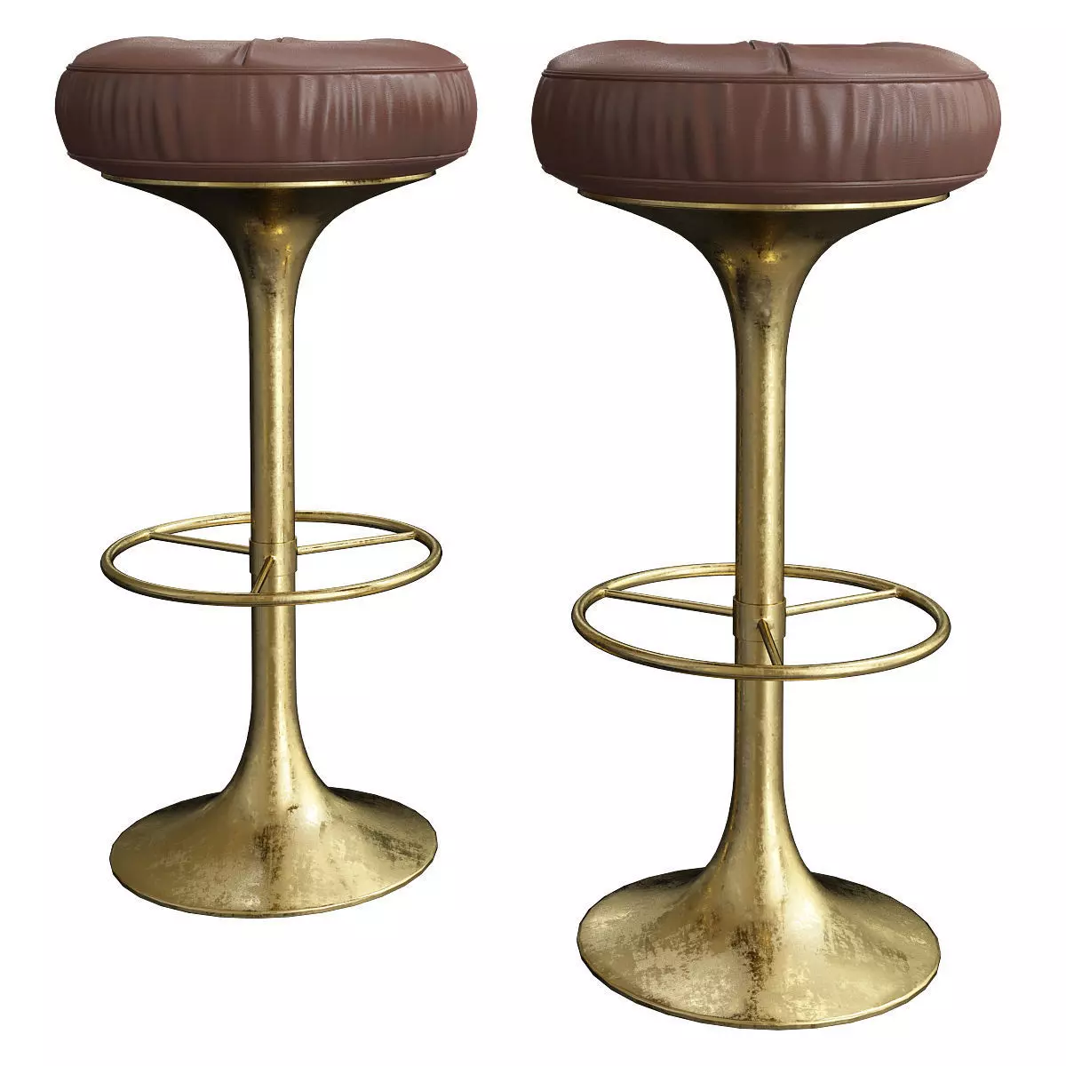 Bar Stool Gray Wool Set Of 2 Classic Pub Stools 3d model 3D model_0