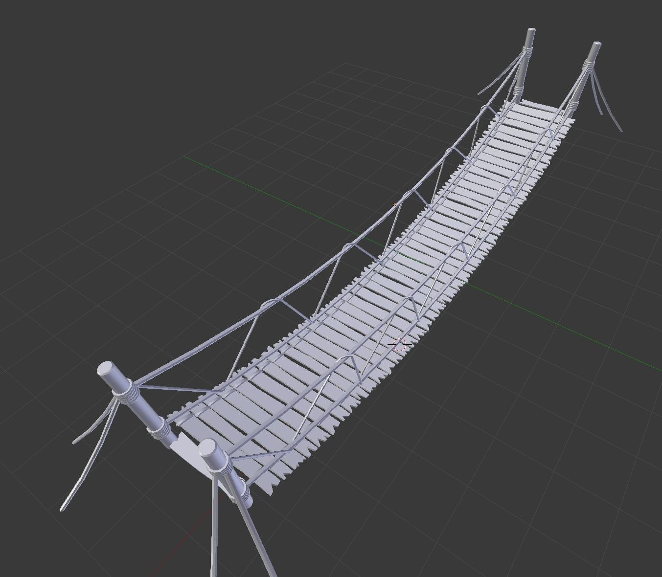 Rope bridge Low-poly 3D model_6