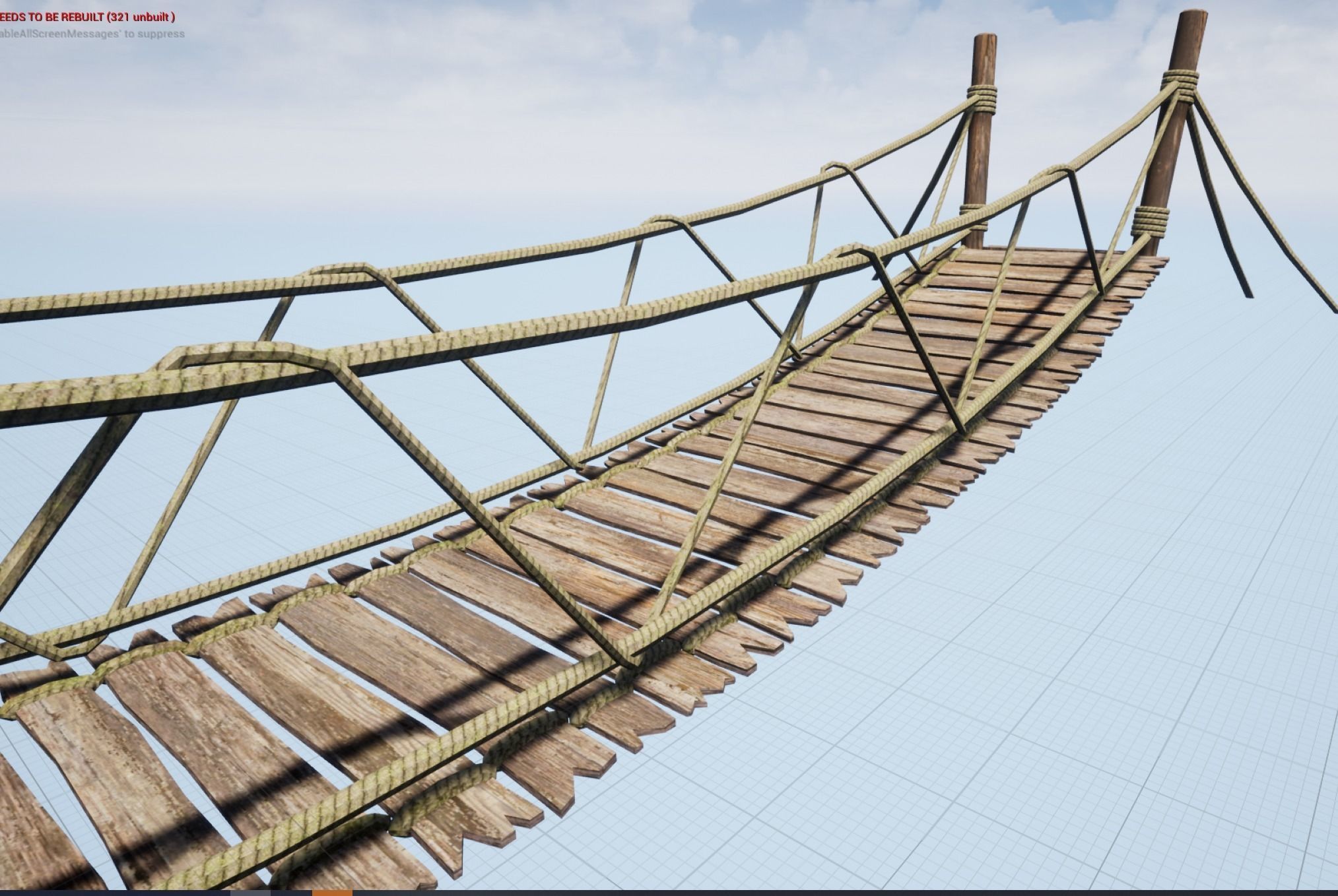 Rope bridge Low-poly 3D model_5