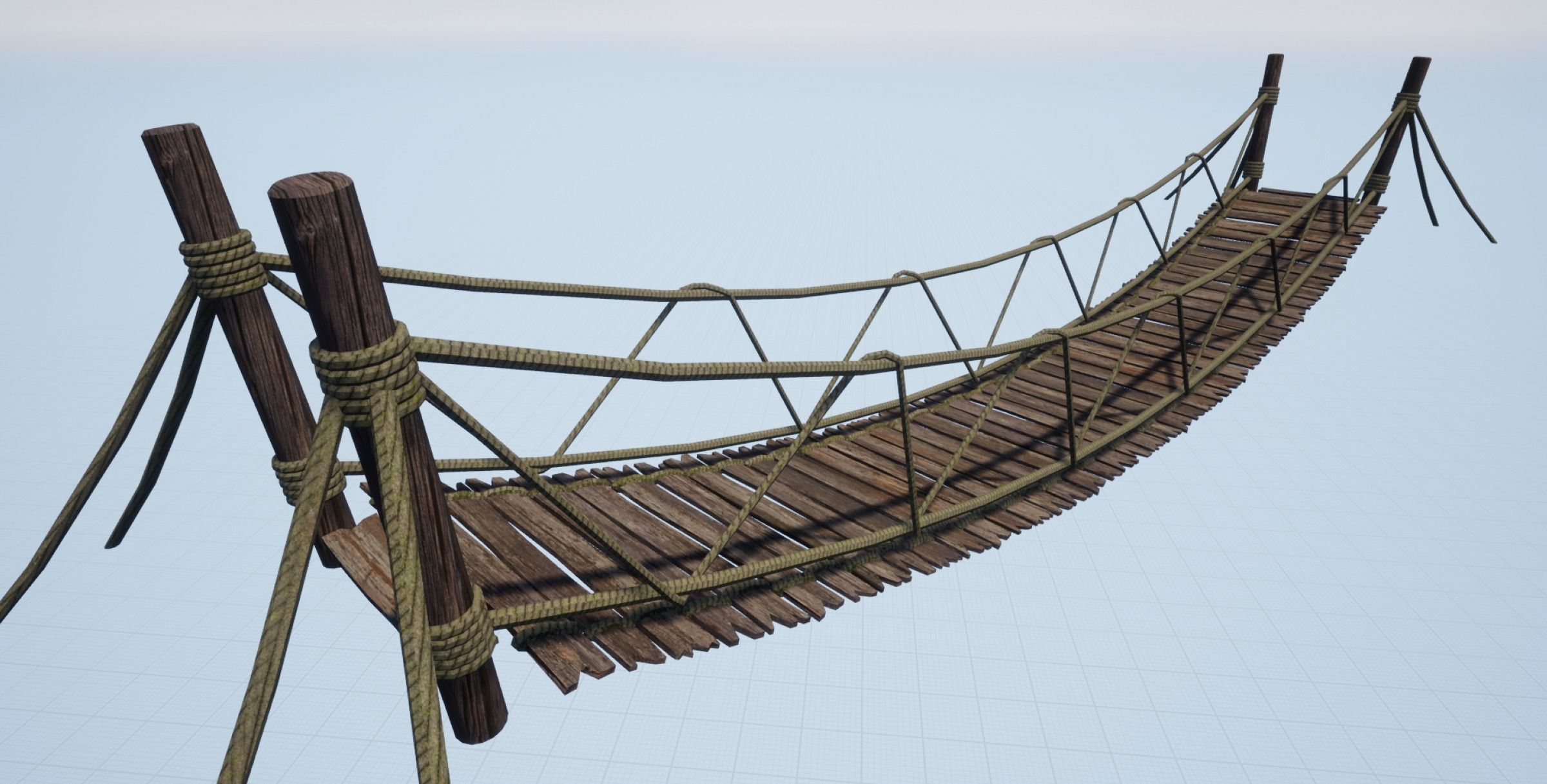 Rope bridge Low-poly 3D model_10