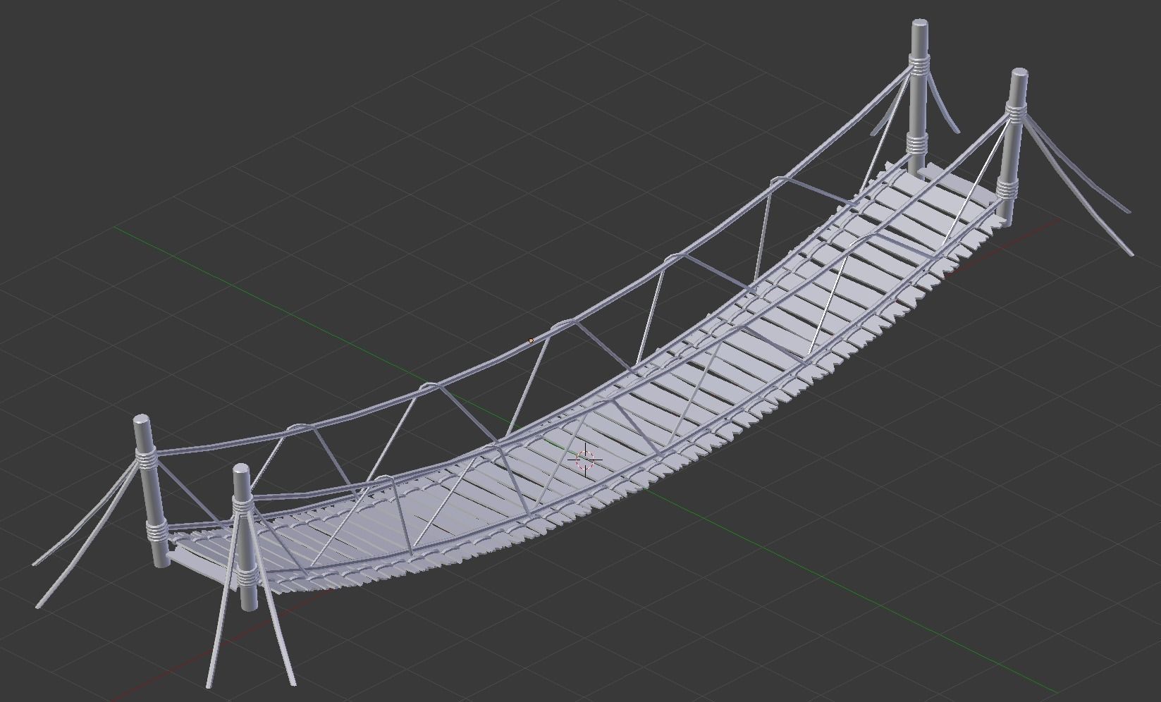 Rope bridge Low-poly 3D model_1