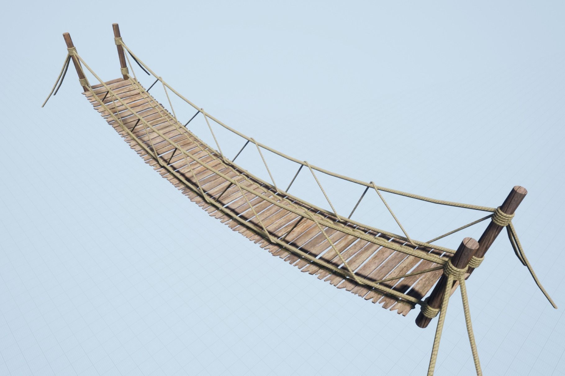 Rope bridge Low-poly 3D model_2