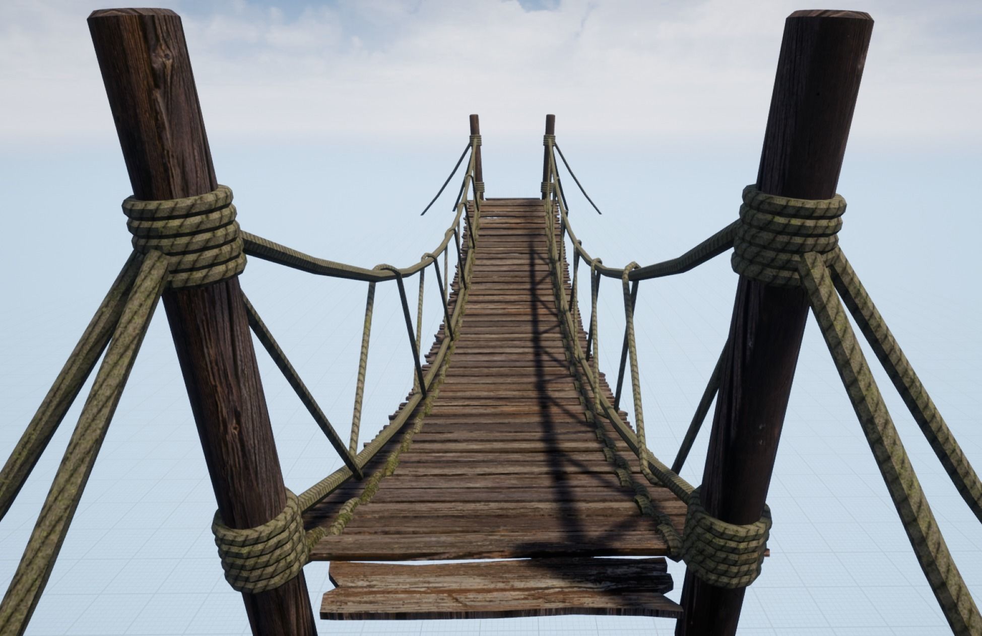 Rope bridge Low-poly 3D model_9