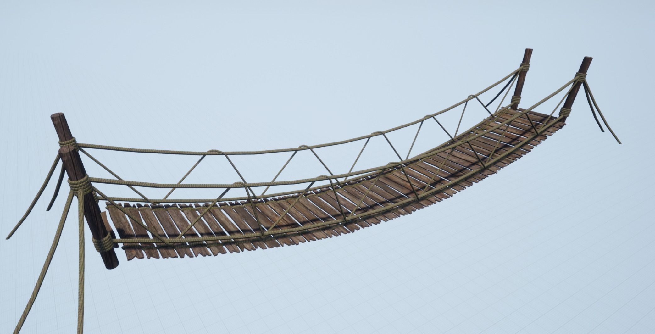 Rope bridge Low-poly 3D model_8