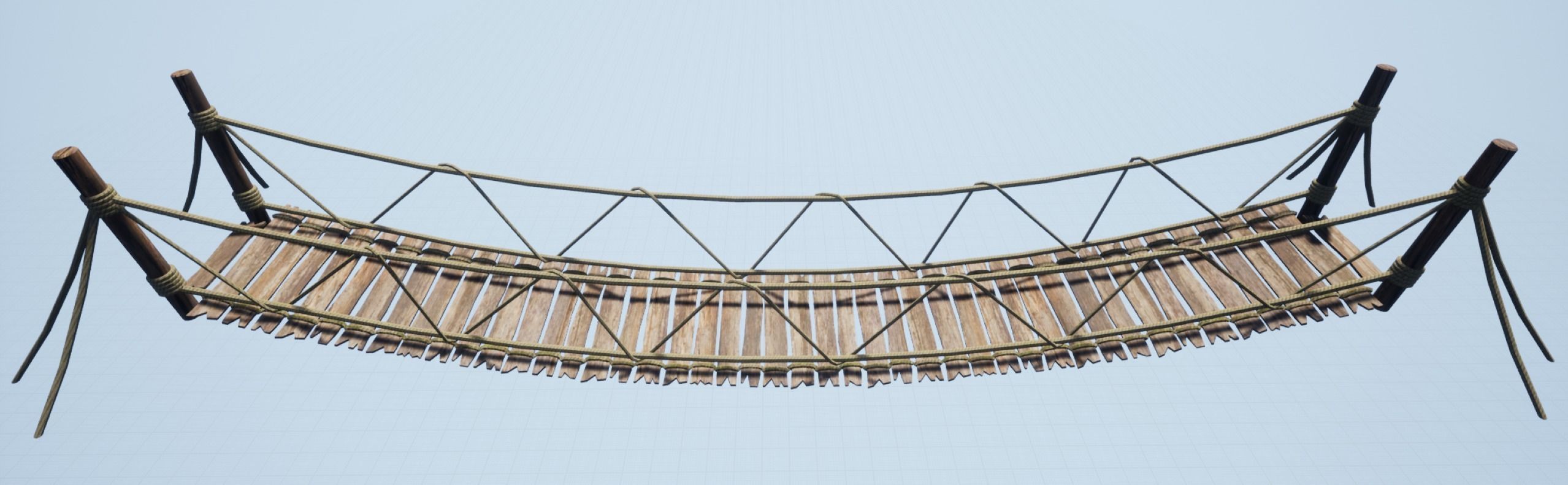 Rope bridge Low-poly 3D model_7