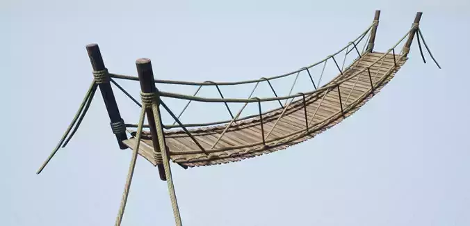 Rope bridge Low-poly 3D model