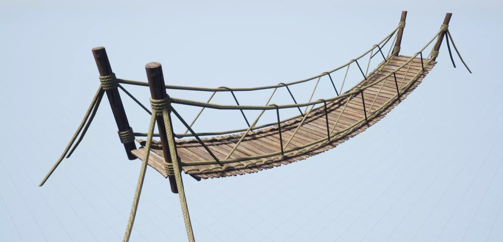 Rope bridge Low-poly 3D model_0