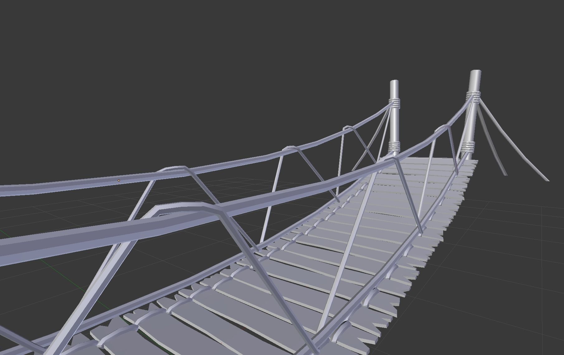 Rope bridge Low-poly 3D model_4