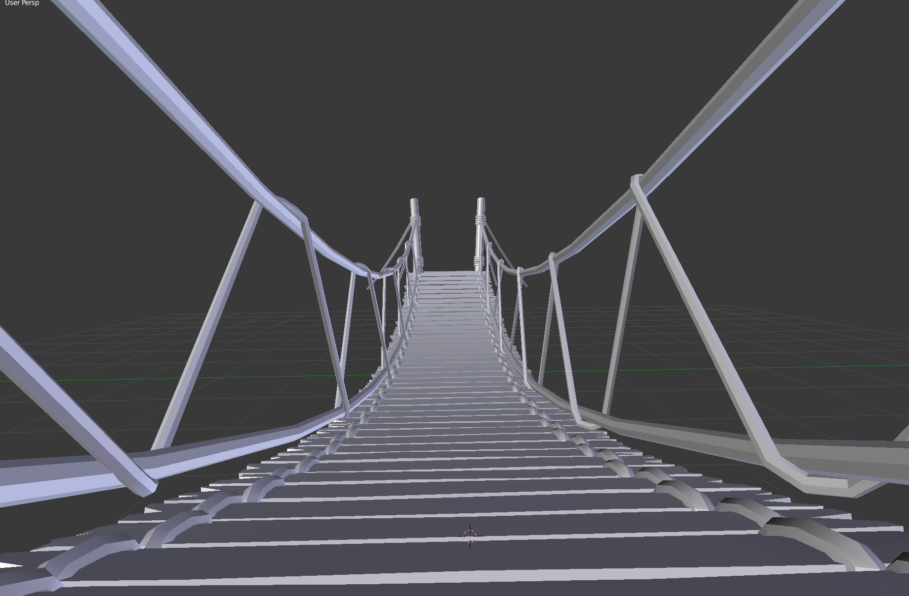 Rope bridge Low-poly 3D model_3