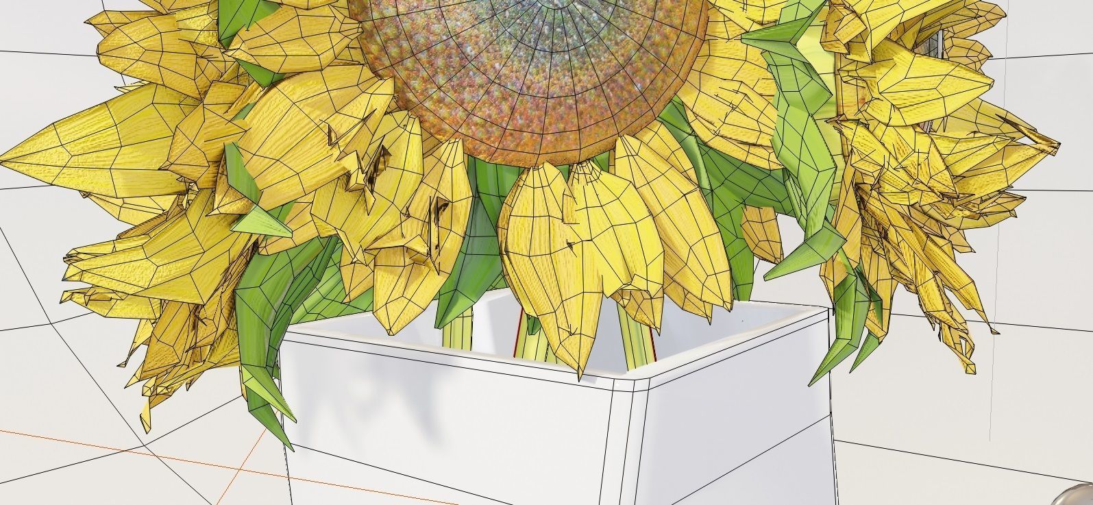 sunflower decoration flower pot  Low-poly 3D model_7