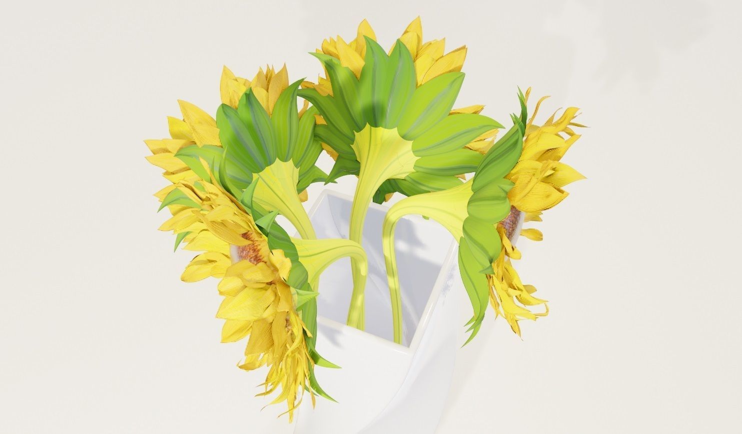 sunflower decoration flower pot  Low-poly 3D model_1