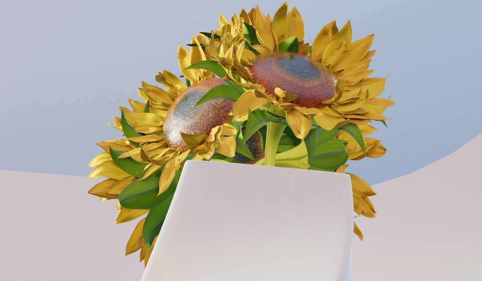 sunflower decoration flower pot  Low-poly 3D model_12