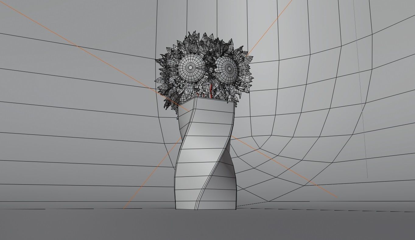 sunflower decoration flower pot  Low-poly 3D model_8