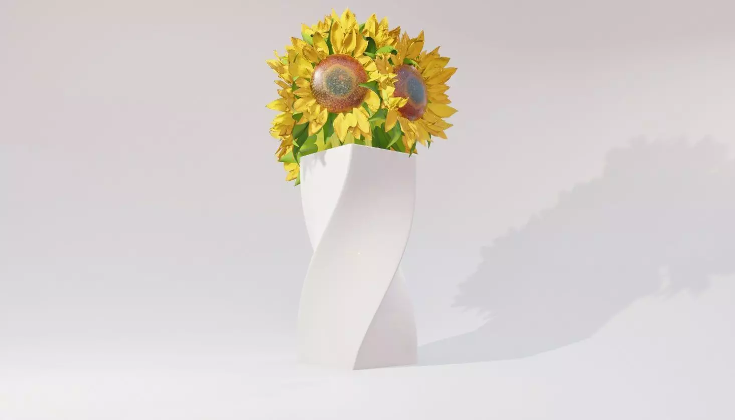 sunflower decoration flower pot  Low-poly 3D model_0
