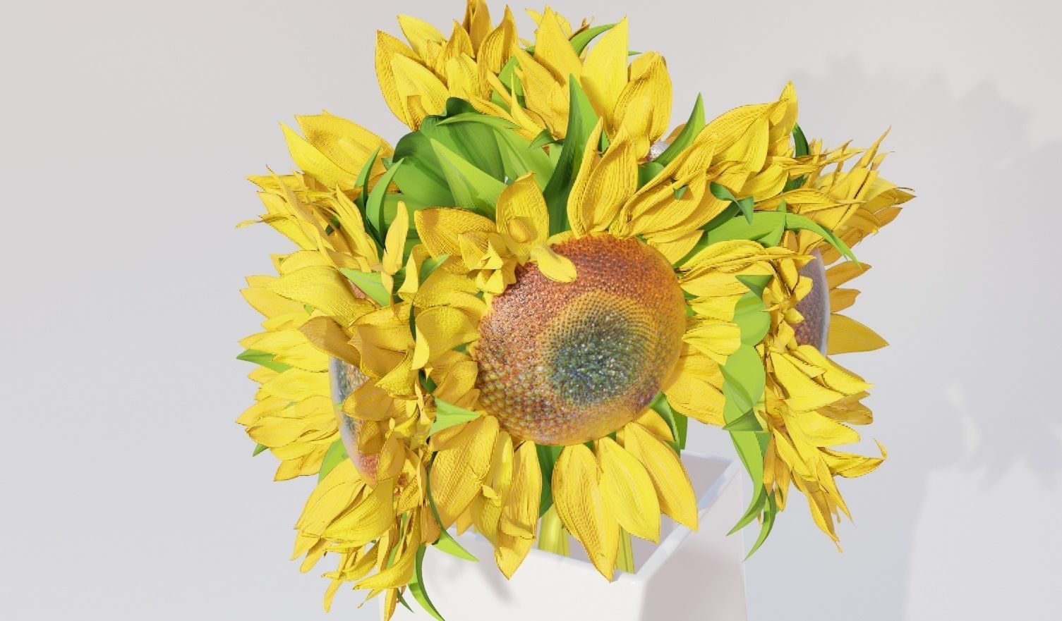 sunflower decoration flower pot  Low-poly 3D model_11