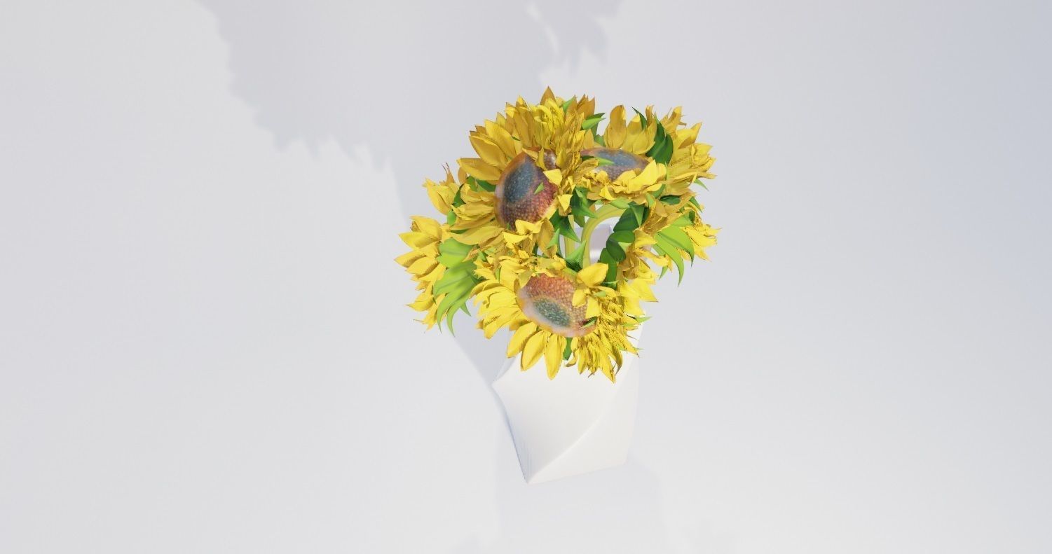 sunflower decoration flower pot  Low-poly 3D model_9