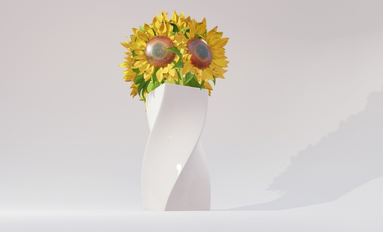 sunflower decoration flower pot  Low-poly 3D model_10