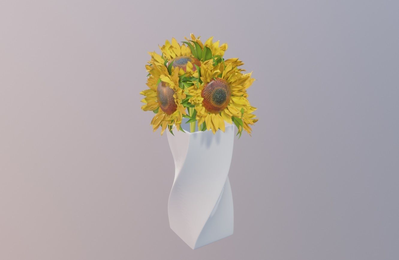 sunflower decoration flower pot  Low-poly 3D model_15