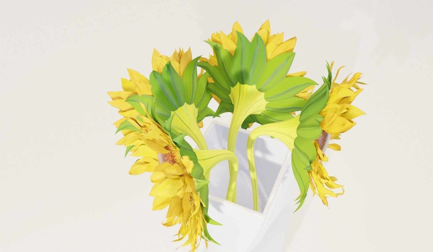 sunflower decoration flower pot  Low-poly 3D model_4