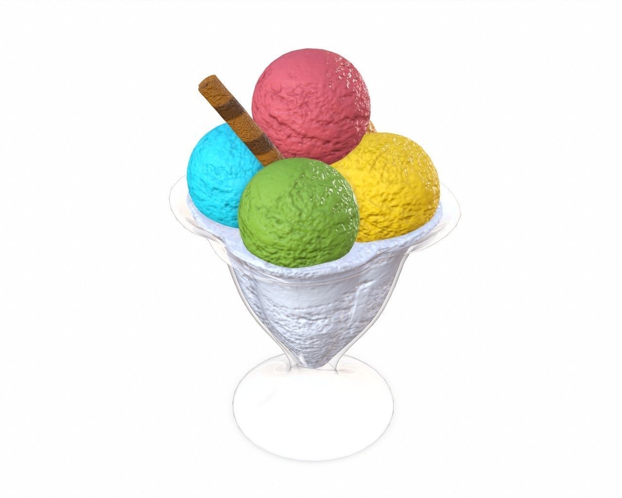 Ice cream balls in glass dish 3D model_3