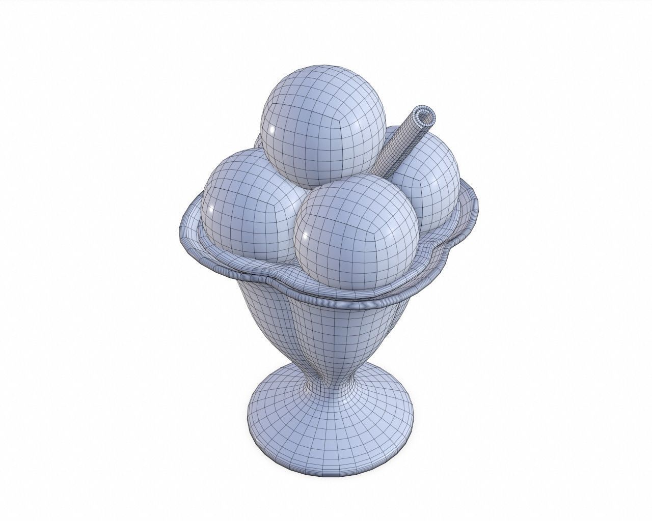 Ice cream balls in glass dish 3D model_6