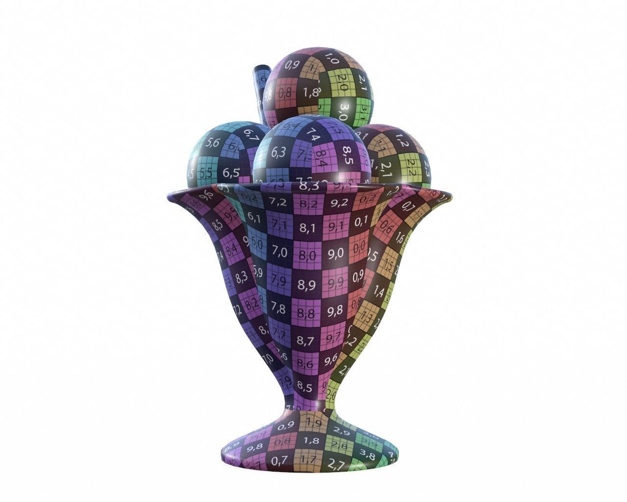 Ice cream balls in glass dish 3D model_8