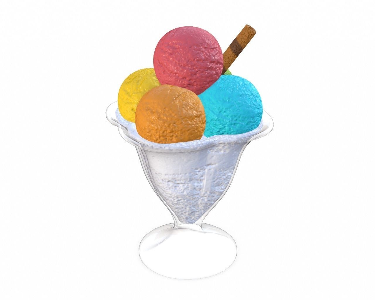 Ice cream balls in glass dish 3D model_4