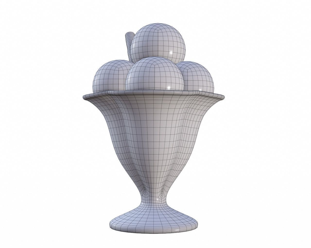 Ice cream balls in glass dish 3D model_7